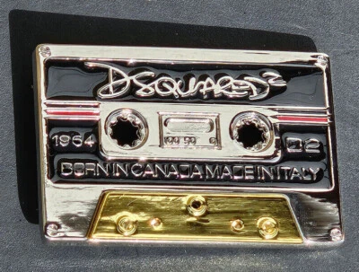 FAT-CATZ-COPY-CATZ Metall Retro Kassette Band DSquared Gürtelschnalle Metall Einheitsgröße 8 cm x 5,5 cm