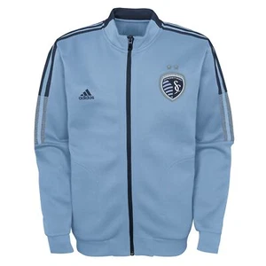 Adidas MLS Youth (8-20) Sporting Kansas City Full Zip Anthem Travel Jacket - Picture 1 of 5