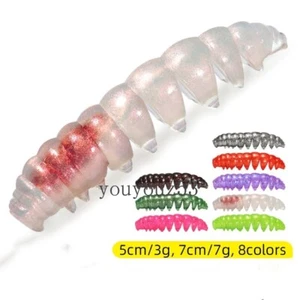 Larva Maggot Worm Grub Bait Soft Rubber Fishing Lure Jig Lures 5cm/3g-7cm/7g - Picture 1 of 18