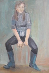 Vintage Realist Ölgemälde Frau Portrait - Bild 1 von 12