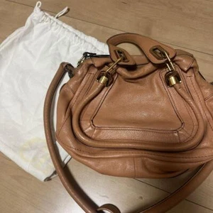 CHLOE Paraty Leather 2way Shoulder Bag Camel Brown From Japan - Picture 1 of 6