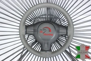 FOR RANGE ROVER SPORT  - GREY LEATHER STEERING WHEEL COVER, GREY STIT - Picture 1 of 6