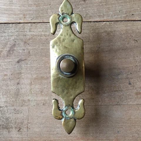 Victorian Door Bell Antique Vintage Original Old Brass Bell Push Cover