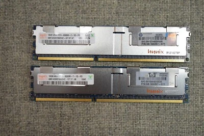 32GB Hynix (2x) 16GB DDR3 PC3-8500R 4Rx4 Server ECC REG Memory HMT42GR7BMR4C - Image 1 of 3