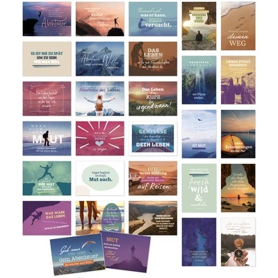 30 Mutmach Postkarten mit Sprüchen Abenteuer Motivation für jeden Tag Umschläge - Bild 1 von 4