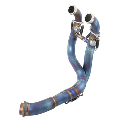 Titanium Alloy Blue Header Link Pipe Exhaust for KTM Duke 890R 890 2020-2025 - Image 1 of 4