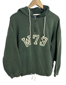 Vintage Gap Men’s Anorak Arch Logo Green 1/4 Zip Hoodie Sweatshirt Size Medium - Picture 1 of 5