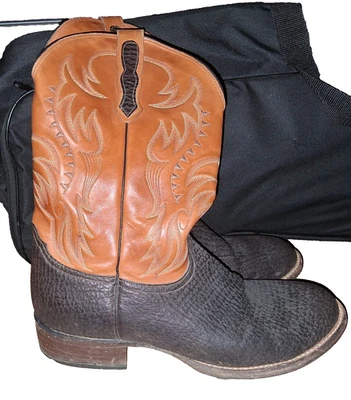 NOCONA Botas de Vaquero Occidentales de Cuero de Toro Negro con Puntera de Almendra Para Hombre 11.5EE Foto 1 de 4