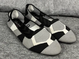 Zapatos planos sin cordones Skechers 11 Cleo Sherlock para mujer negros blancos #44731 espuma viscoelástica - Imagen 1 de 14