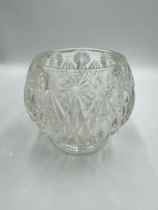 VTG AVON GLOW STARBURST & DIAMOND CRYSTAL CUT GLASS VOTIVE CANDLE HOLDER GLOBE - Picture 1 of 11