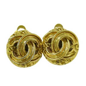Pendientes redondos enchapados en oro CC de Chanel - Imagen 1 de 9