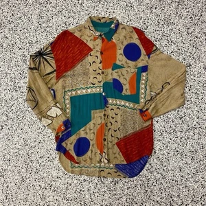 Vintage Cafe Styled In Italy Shirt Mens Large Geometric Retro - Picture 1 of 4