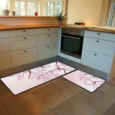Kitchen Rugs and Mats Set of 2 Pieces Anti Fatigue Standing Mat Cherry Blosso... - Image 1 of 4