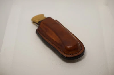 handmade buck 110 custom leather sheath dark brown, waxed, Sheath Only - Image 1 of 4