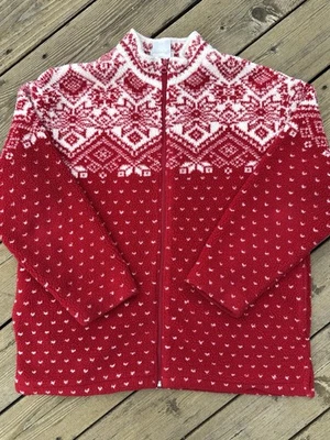 Sherpa de Colección Northern Reflections Rojo Blanco Nordic Fair Isle Cremallera Completa L  Foto 1 de 4