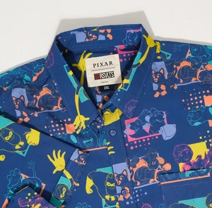 Disney Pixar Shirt Mens XL Blue RSVLTS Button Up  Characters Pattern Kunuflex - Picture 1 of 10