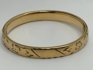 Vintage Crafmere 12k Gold Filled GF Floral Etched Hinged Bangle Bracelet - Picture 1 of 21
