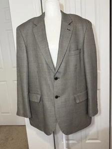 TravelSmith Men's Beige Houndstooth Blazer Sport Coat 44R Silk Wool Lightweight - Picture 1 of 16