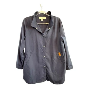 I Mizrahi Size 16 Navy Blue Cotton Blend Lightweight Jacket Designer - Picture 1 of 24