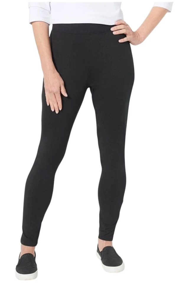 Denim & Co. Mujer Zona Confort Jersey Pull-On Leggings Negros Foto 1 de 1