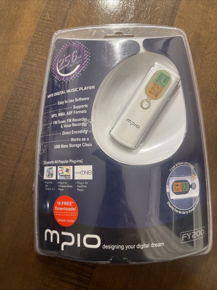 Reproductor de música digital MP3 MPIO FY200 de colección 256 MB nuevo sellado nuevo stock antiguo Foto 1 de 4
