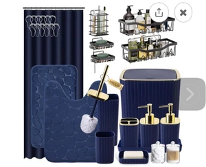 Bathroom Accessories Set, Blue ,25pcs NEW - Picture 1 of 1