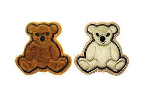 Kiddo 3.5"x3.25" Brown Beige Fuzzy Furry Small Teddy Bear Sew On Patch Applique - Picture 1 of 2