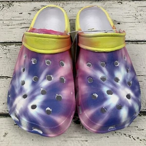 Just Speed Tie Dye Clogs Sandals Kids [Size 6] Yellow Pink Purple Comfort - Picture 1 of 6