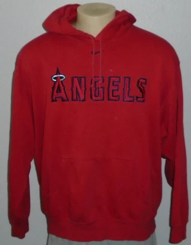 Vintage Anaheim Angels Nike Center Swoosh Team MLB Red Hoodie Sweatshirt Men XL Cover