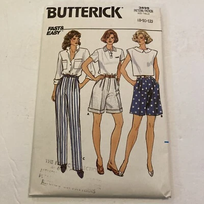 Vtg Butterick Fast & Easy Pattern 3898 Misses PANTS & SHORTS Size 8 10 12 Uncut - Image 1 of 4
