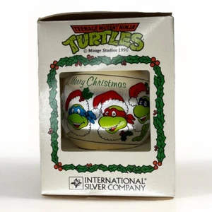Vintage 1990 Teenage Mutant Ninja Turtles Christmas Satin Ornament BOXED Santa - Picture 1 of 8