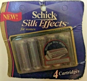 Cartucho de recargas de hoja de afeitar Schick Silk Effects 4 unidades nuevo MicrofineWire 1997 - Imagen 1 de 2