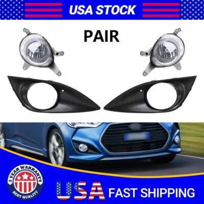 4x Halogen Fog Lamp With Cover Left+Right Side For Hyundai Veloster Turbo 13-16 Foto 1 de 4