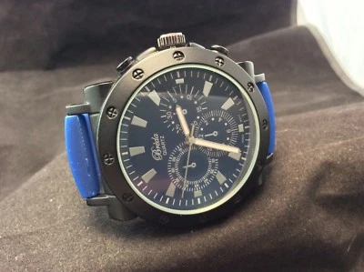 Breda Blue And Black Chronograph Dial Silicone Band Quartz Watch Works - Image 1 of 4
