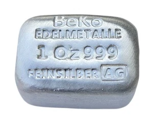 BeKo Edelmetalle 1 Oz Silberbarren 999 Feinsilber gegossen Gussbarren Silber AG - Bild 1 von 3