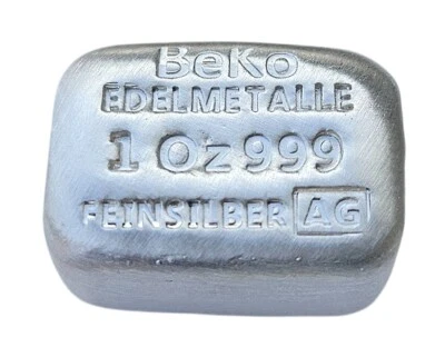 BeKo Edelmetalle 1 Oz Silberbarren 999 Feinsilber gegossen Gussbarren Silber AG - Bild 1 von 3