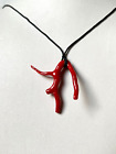 Natural Coral Gemstone Branch Silk Thread cord pendant, Coral Jewelry