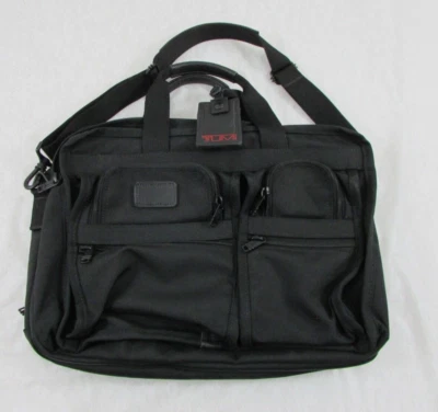 Tumi Alpha 204D3 Ballistic Nylon Expandable Black Briefcase File Bag with Strap - Image 1 of 4