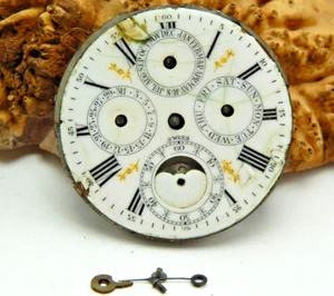 Ancien mouvement de montre de poche suisse JH Hassler triple calendrier phase de lune 43 mm - Photo 1 sur 5