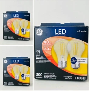 3 Pack Of 2 GE LED 40w 3.5W Ceiling Fan Soft White Bulbs A15 Dimmable 23240 - Picture 1 of 2