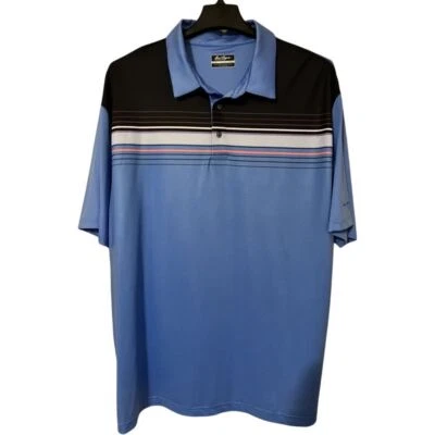 Camiseta Polo Ben Hogan PERFORMANCE 2XL Ropa de Golf Cuello Negro Azul Rayas Foto 1 de 4
