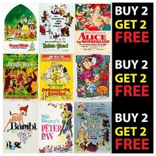 WALT DISNEY VINTAGE RETRO FILM CARTOON PRINT WALL ART DECO A4 A3 POSTERS  