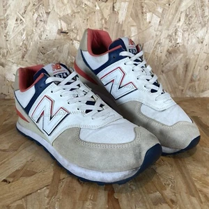 New Balance 574 White Cream Trainers “Bone Toro Red” (ML574SCG) - Mens UK 10 - Picture 1 of 14