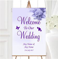 Lilac And Purple Rose Ring Personalised Any Wording Welcome To Our Wedding Sign