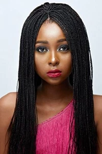 Micro Braided Afro Wigs Small hair Wig 22 Inches Synthetic Hand Braided Wigs US - Picture 1 of 7