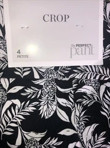 Christopher & Banks 4p NWT Crop Pants Pull On Black White Fern Print 5535 🧡 - Picture 1 of 8
