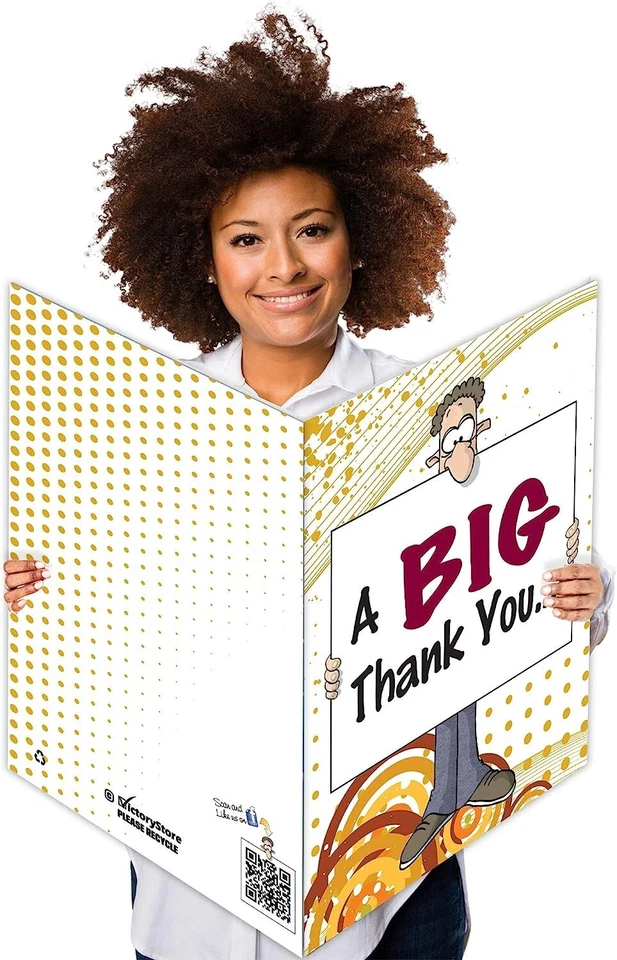 Cartão de agradecimento Jumbo 3 pés, nariz grande 2 pés x 3 pés cartão enviado em envelope grande - Imagem 1 de 4