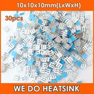 30pcs Small Tiny Cube 10x10x10mm Aluminum Heatsink For IC CHIP With Thermal Tape - Afbeelding 1 van 8