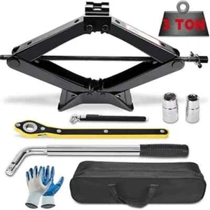 3 Ton Scissor Jack Kit.Car Heavy Duty Garage Tire Wheel Lug Wrench Tire Changing - Picture 1 of 7