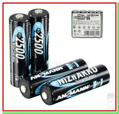 ANSMANN 4 Batterie Ricaricabili AA Pile Stilo Mignon NiZn Nichel zinco ZR6 1600mah 1,6v